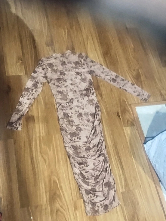 SHEIN Dresses & Skirts - SHEIN Floral Long Sleeve Maxi Dress in Pink & Brown